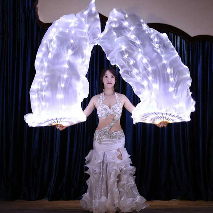4 ベリーダンスショーシルクカラフル LED ファン ベリーダンスパフォ