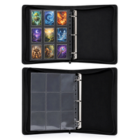 OEM ODM Classeur pour cartes de collection à 3 anneaux et 9 pochettes, en PU avec fermeture éclair, couleur et logo personnalisables, emballage disponible