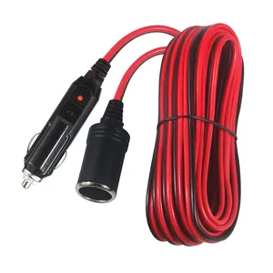 Enchufe macho de 12 pies a enchufe hembra 16AWG Cable de extensión de encendedor de cigarrillos de coche de alta resistencia con luces LED para bomba de neumáticos