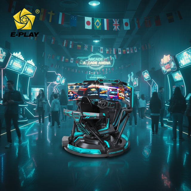 Eplay Commercial Game Machine INS Popular 6 DOF Motion Platform VR 3-Screen 9D Full Motion F1 Racing Simulator Fiberglass