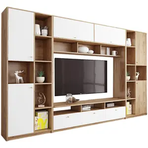 Kabinet Berdiri Tv Modular Ukuran Kustom Unit Dinding Tv Ruang Tamu Modern