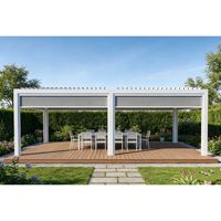 Pergola Bioclimatique Motorisée en Aluminium à Lames Orientables 6063-T5 Résistante à la Neige avec Écran Zip Extérieur et Éclairage LED Latéral pour Jardin et Piscine