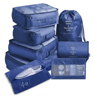 Ensemble de cubes d'emballage de voyage de 8 pièces Organisateurs de bagages Chaussure Électronique Sacs à cosmétiques Solution de stockage pour un emballage de voyage facile