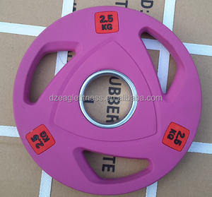 مطاط تجاري ملون مطلي 3Tree قبضات أرقام الأوزان المزلاج باربيل لرفع الأثقال - Product Image 1