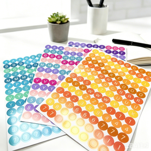 Coloré auto-adhésif PVC <span class=keywords><strong>Alphabet</strong></span> Dot autocollants bricolage cahier Journal cartes de voeux planificateur décoration y compris les lettres - Product Image 1