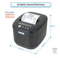 Printer Thermal Kecil Berkualitas Tinggi Xprinter XP-Q833L 80mm Printer POS untuk Usaha Kecil Printer Struk