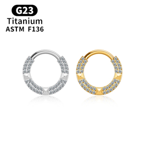 Pendientes de titanio G23 para nariz y cartílago, joyería para piercing, aro Daith con segmento articulado ASTM F136, joyería corporal de moda con circonita cúbica. - Product Image 1