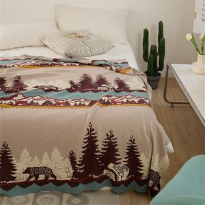 Accepter le motif de couvre-lit en tricot 100% coton personnalisé Couverture tricotée ours forestier pour canapé SEX - Product Image 6