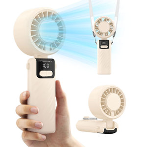 Mini ventilador portátil Seven Treasures con pantalla digital, plegable, con correa para el cuello, 3 en 1, ventilador de refrigeración para exteriores - Product Image 3