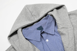 LEDUO <span class=keywords><strong>felpa</strong></span> da <span class=keywords><strong>uomo</strong></span> <span class=keywords><strong>con</strong></span> <span class=keywords><strong>cappuccio</strong></span> grigio ampia vestibilità Casual <span class=keywords><strong>con</strong></span> colletto a strati Pullover moda stile Streetwear Top - Product Image 4