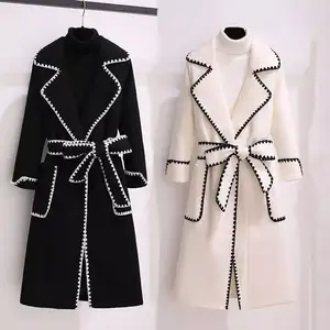 Jaket Bulu Kustom Mantel Panjang Wol & Campuran Pakaian Musim Dingin Musim Gugur Pakaian untuk Wanita Kardigan Blazer Blazer Wanita