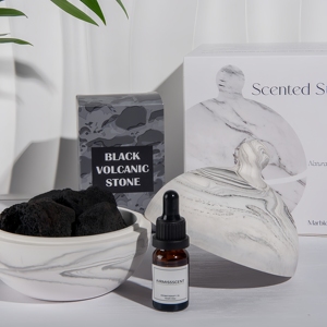 Diffuseur d'arômes marbrés best-seller ensembles de roseaux boîte-cadeau de sel de bain en pierre volcanique sans flamme ensemble de parfums d'intérieur et de parfums - Product Image 3