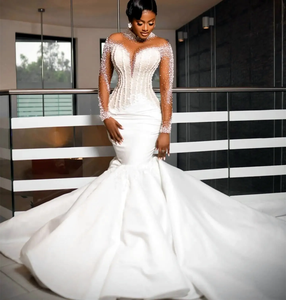 Asos White Bridal Dress - 2025 Mermaid Gown with Beading