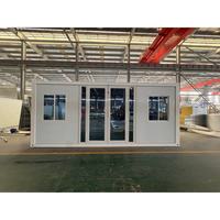 Casa Contenedor de Techo Plano de Bajo Costo, 20 pies, Desmontable, Prefabricada, Modular, de Panel Sándwich de Acero, Diseño Personalizado para Oficina en Obra