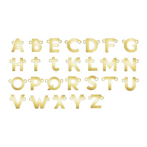 Connettori Charm con Lettere 'A-Z' in Oro 14K, Ciondolo Iniziale Alfabetico con 2 Anelli per Creazione di Collane e Bracciali - Product Image 3
