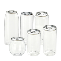 Gobelet jetable en PET de style canette de soda, 210 ml-1000 ml, avec fond épais, pour l'emballage de boissons à emporter