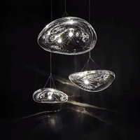 Moderne Kunst-Deko LED Pendelleuchte mit Einstellbarer Höhe, Ovaler Kronleuchter aus Glaskristall in Silber-Finish für Dimmbare Esstische und Hotels