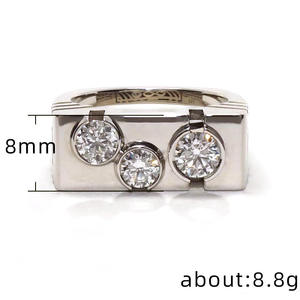 F587 Men's <b>Tungsten</b> Diamond <b>Ring</b> Round Brilliant Cut Natural G Color Hiphop Engagement Style Jewelry - Product Image 6