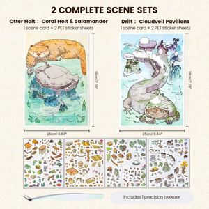 FX Kiss Cut Large Scene Sticker Sheet Set for Adults Teens Nature Fantasy Landscaping Kit Cards PET Sheets Die-cut Design - Product Image 4