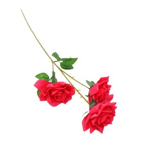 ดอกกุหลาบแดงประดิษฐ์ ดอกไม้พลาสติกผ้าไหม คุณภาพสูงเหมือนจริง สำหรับตกแต่งงานแต่งงาน ตกแต่งบ้าน ช่อดอกไม้ - Product Image 4
