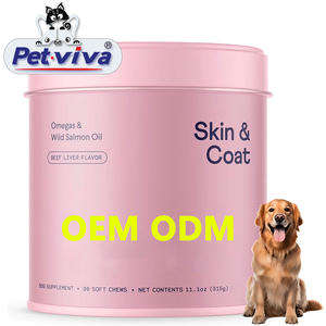 Huile de saumon sauvage d'Alaska à mâcher EPA DHA Omega 3 Acides gras Vitamine C E Biotine Multivitamines pour la peau et le pelage Suppléments pour chiens de compagnie - Product Image 1