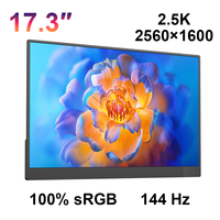 Écran portable 17,3 pouces 2,5K, écran LCD IPS 2560 x 1600, 144 Hz, 100 % SRGB, type C, écran de jeu