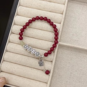 Pulsera de Plata Pura 999 con Borla de Cinabrio y Amuleto de Paz y Alegría, Joyería para Mujer, Regalo para el Año Zodiacal, Cuentas de la Suerte - Product Image 2