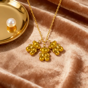 Elegante Collar con Colgante de Oso para Mujer, Acero Inoxidable 304, Galvanoplastia al Vacío, Color Mixto, Joyería Tridimensional - Product Image 2