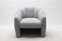 Fauteuil d'appoint en bouclette gris clair, chaise de loisirs moderne rembourrée avec base intégrée, pour salon et hôtel, durable, certifié BSCI