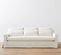 Canapé moderne en lin américain avec housse amovible, taille personnalisable, assise profonde, luxe, en bois naturel, lavable