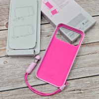 Coque de téléphone en silicone magnétique à chargement sans fil avec cordon de maintien et bouton AI pour iPhone 17 pour Beats