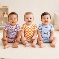 Baju Tidur Bayi Katun Lengan Pendek, Bodysuit Seluruh Badan untuk Bayi Baru Lahir, Pakaian Nyaman untuk Dipakai Sehari-hari