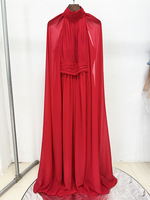 Robe longue poncho cape 2026, mode automne, soirée, femme, col montant, en mousseline de soie de haute qualité, rouge, longue, maxi, grandes tailles 2XL 3XL