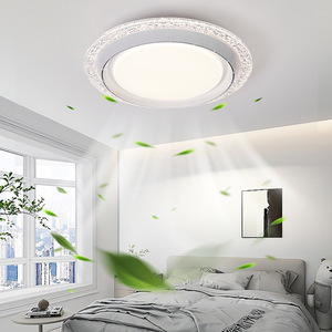 <b>Ceiling</b> Fan <b>Light</b> <b>Led</b> Flush Mount Modern Minimalist Style For Living Room Bedroom Smart Voice Control - Product Image 2