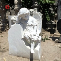 Décoration extérieure personnalisée Ange en granit et coeur Sculpture Pierre tombale Pierre tombale commémorative en marbre