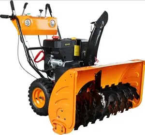 Walk behind outdoor gas powered road snowplow Efficient street road snowplow Hand-push rolling brush sweeper