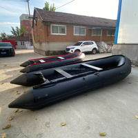 Bateau pneumatique pliable en PVC noir de grande taille, style zodiaque, robuste, 4 m, 4,5 m, 5 m, 5,5 m, à vendre