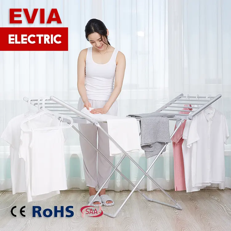 EVIA家庭用バルコニーアルミ折りたたみ式ポータブルランドリーラック布スタンド電気衣類乾燥機