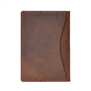 AIGUONIU Men Credit ID Card Holder Rustic Cowhide Leather Customized Business Unisex Wallet Pocket Card Holder Wholesale