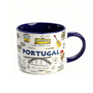 Taza de Cerámica Personalizada de Recuerdo de Portugal, Venta al por Mayor de Fábrica, Taza de <span class=keywords><strong>Café</strong></span> de Porcelana de Viaje con Lugares Emblemáticos de Lisboa y Diseños Tradicionales - Product Image 6
