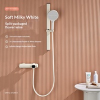 Ensemble de douche de luxe au style épuré, avec design minimaliste moderne, mitigeur mural, jet de massage/bulles et pluie