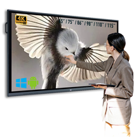 Tableaux interactifs numériques 4K 4+32G 40 points tactiles pour l'enseignement, système double Android/Windows, 75/86 pouces