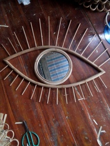 Espejo enmarcado de ratán en forma de ojo, para decoración, venta al por mayor - Product Image 6
