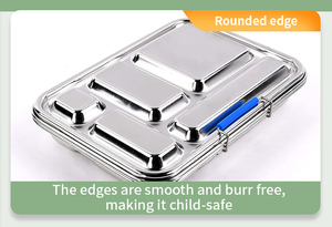 Oumeng Thiết Kế Mới Thân Thiện Với Môi Tái Sử Dụng <span class=keywords><strong>Bento</strong></span> Hộp Ăn Trưa Thép Không Gỉ Hộp Ăn Trưa Cho Trẻ Em 5 Khoang <span class=keywords><strong>Bento</strong></span> Hộp - Product Image 3