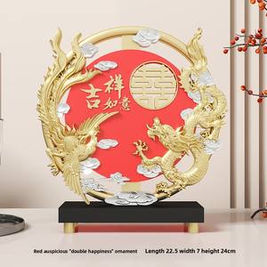 Regalo di inaugurazione casa nuova, decorazione rotonda in resina Drago e Fenice per ingresso, ufficio, soggiorno, mobile, decorazione per la casa in resina - Product Image 5