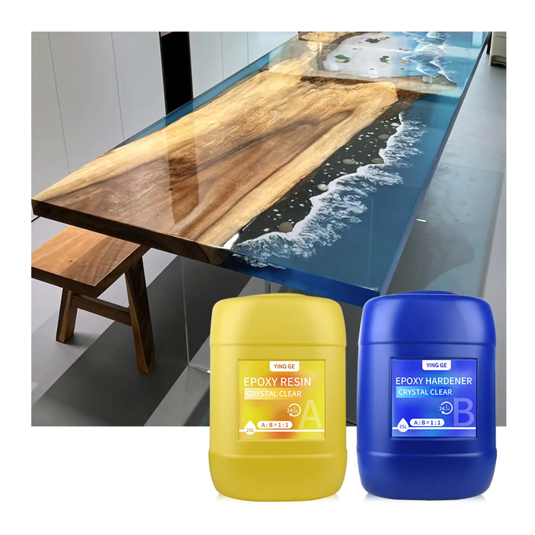 1kg nhựa Epoxy Kit 1:1 hai thành phần rõ ràng tinh thể lỏng trong suốt AB nhựa Epoxy để làm đồ trang sức, nghệ thuật, hàng thủ công