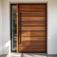 Porte en bois à simple battant moderne, construction en bois massif pour entrée de maison contemporaine