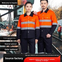 Vêtements de travail pour hommes 100% coton haute visibilité réfléchissants à manches longues, uniforme de sécurité pour la construction