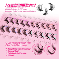 DQL Extensions de cils en cheveux synthétiques à 14 rangs, faites à la main, thermocollées, pour pose en grappe, avec pointes de scellement, naturelles et douces, pour plateaux pré-faits DIY