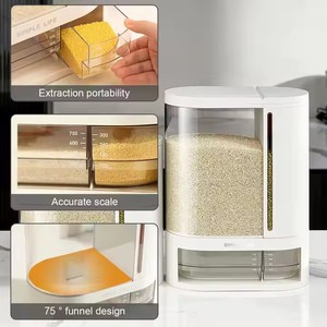 Cubo de almacenamiento de arroz de gran capacidad con partición de tapa a prueba de insectos, dispensador de alimentos de medición de flujo automático, contenedores de almacenamiento de granos - Product Image 5